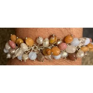 Amazing New Vintage SET WHITNEY KELLY 925 Bracelet & Earrings W/Gemstone & Pearl